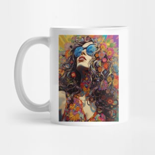 Hippie girl enjoying the sun Mug